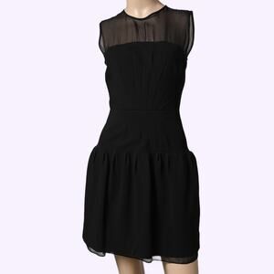 DIANE VON FURSTENBERG Black Sheer Mesh Mini Dress